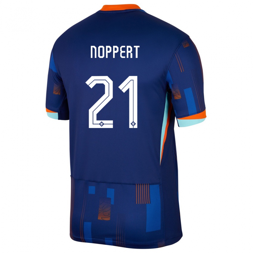 Mænd Holland Andries Noppert #21 Blå Udebane Spillertrøjer 24-26 Trøje T-Shirt