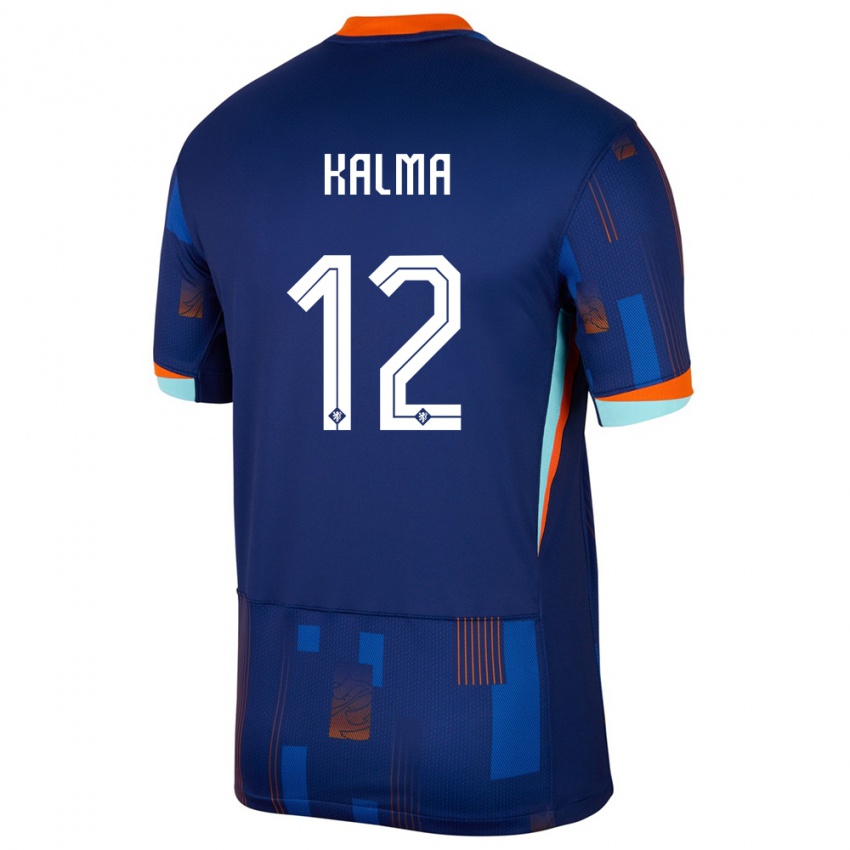 Mænd Holland Fenna Kalma #12 Blå Udebane Spillertrøjer 24-26 Trøje T-Shirt