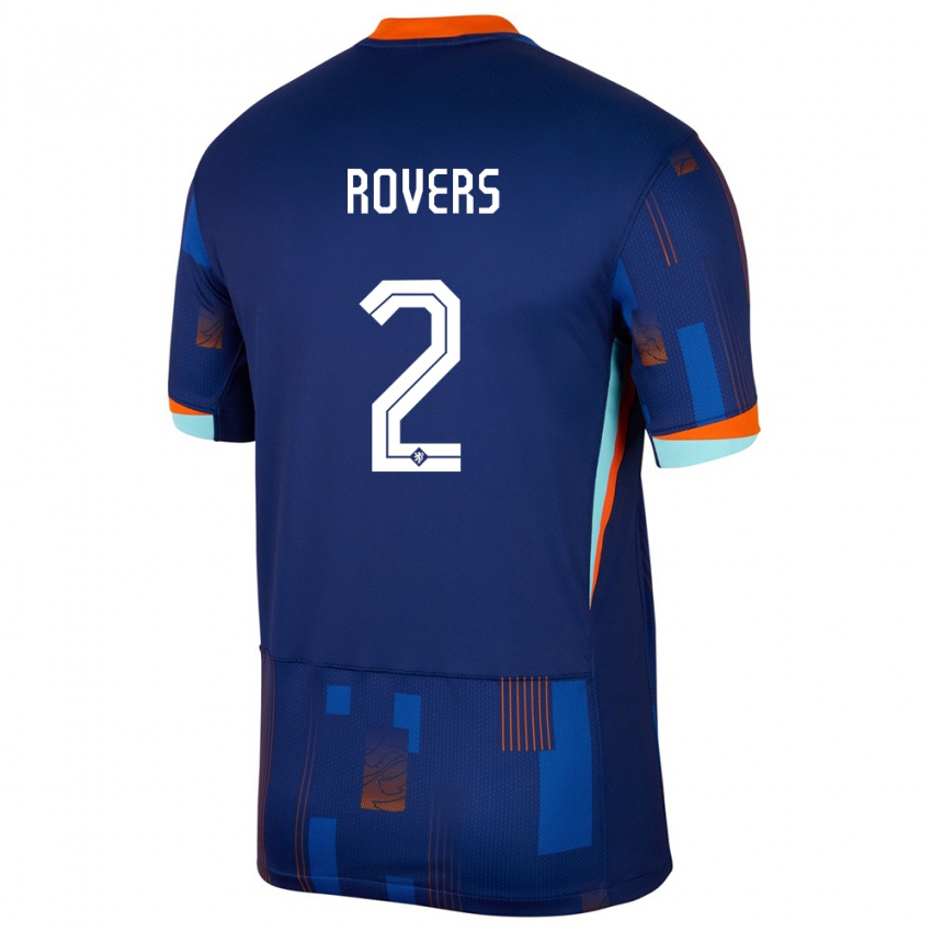 Mænd Holland Bram Rovers #2 Blå Udebane Spillertrøjer 24-26 Trøje T-Shirt