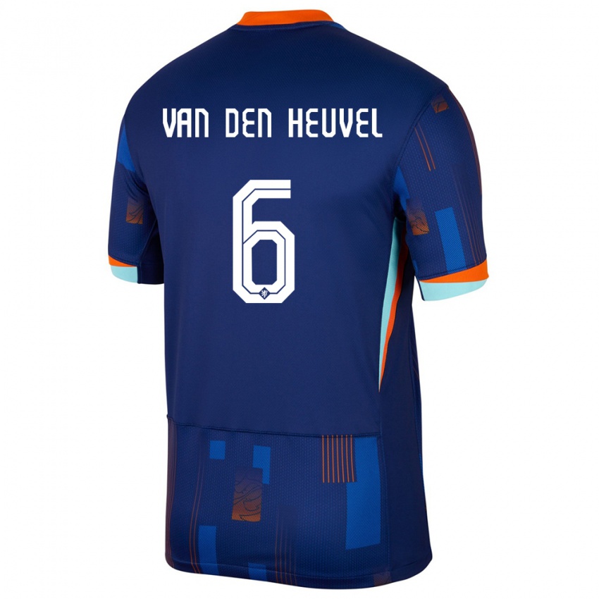 Mænd Holland Tim Van Den Heuvel #6 Blå Udebane Spillertrøjer 24-26 Trøje T-Shirt