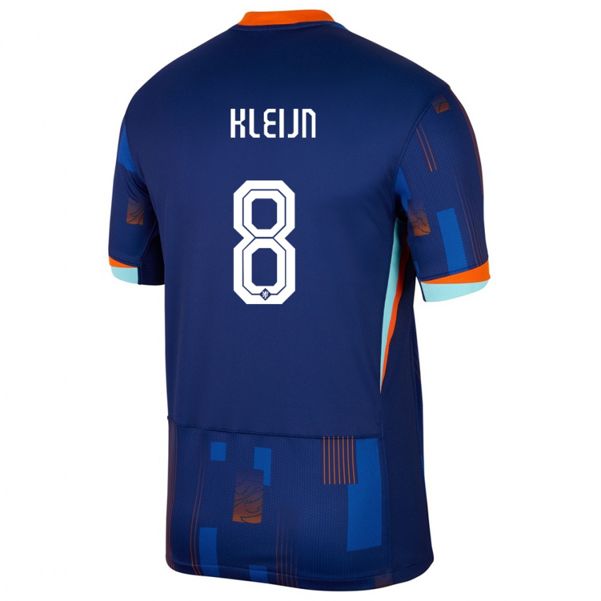 Mænd Holland Mike Kleijn #8 Blå Udebane Spillertrøjer 24-26 Trøje T-Shirt