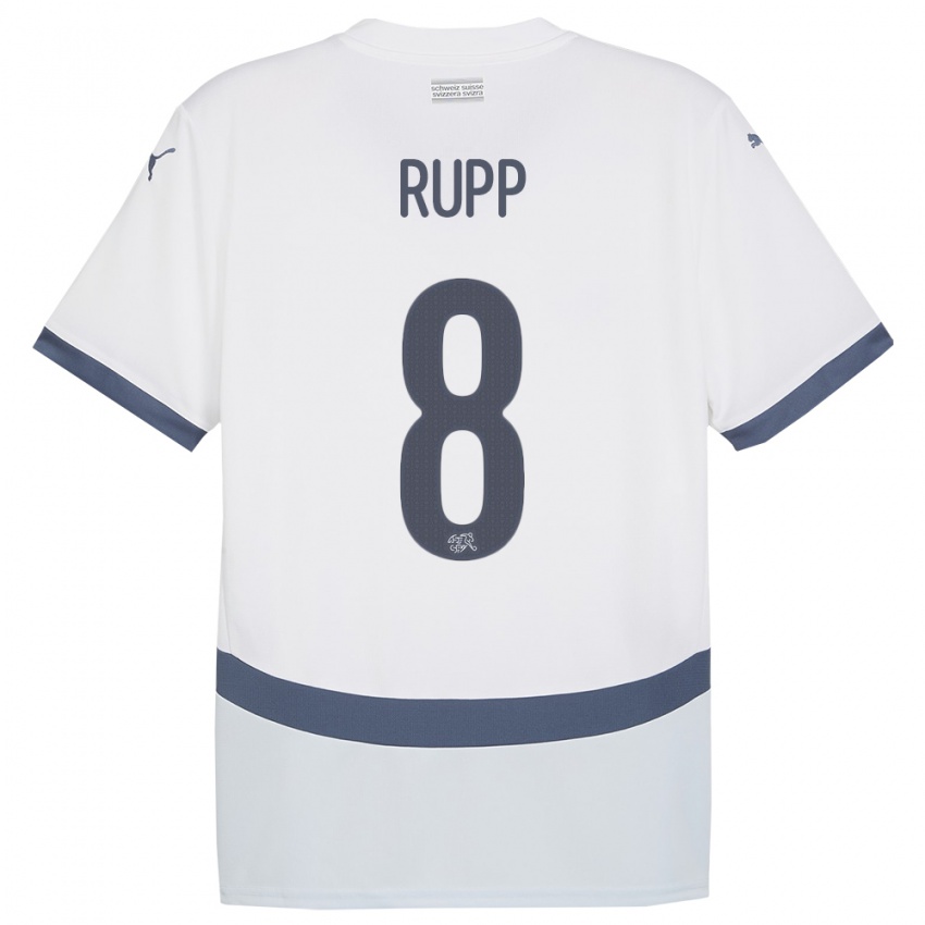 Mænd Schweiz Noah Rupp #8 Hvid Udebane Spillertrøjer 24-26 Trøje T-Shirt
