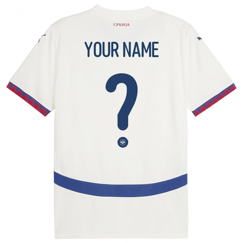 Mænd Serbien Dit Navn #0 Hvid Udebane Spillertrøjer 24-26 Trøje T-Shirt