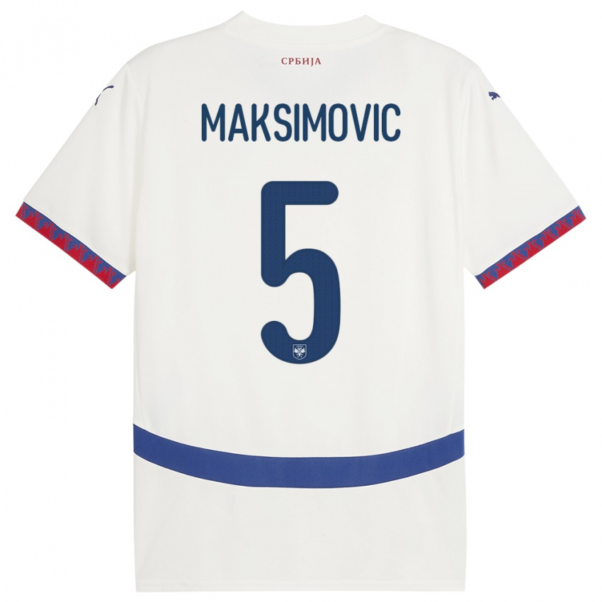 Mænd Serbien Nemanja Maksimovic #5 Hvid Udebane Spillertrøjer 24-26 Trøje T-Shirt