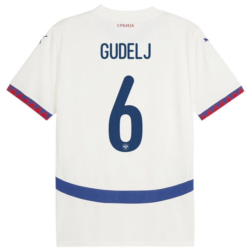 Mænd Serbien Nemanja Gudelj #6 Hvid Udebane Spillertrøjer 24-26 Trøje T-Shirt