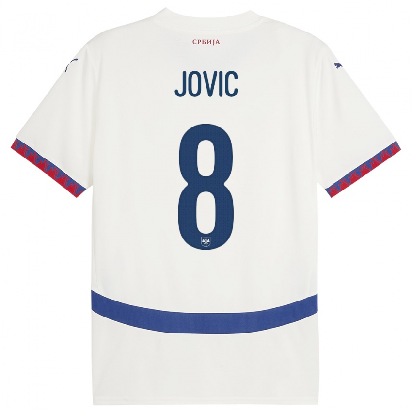 Mænd Serbien Luka Jovic #8 Hvid Udebane Spillertrøjer 24-26 Trøje T-Shirt