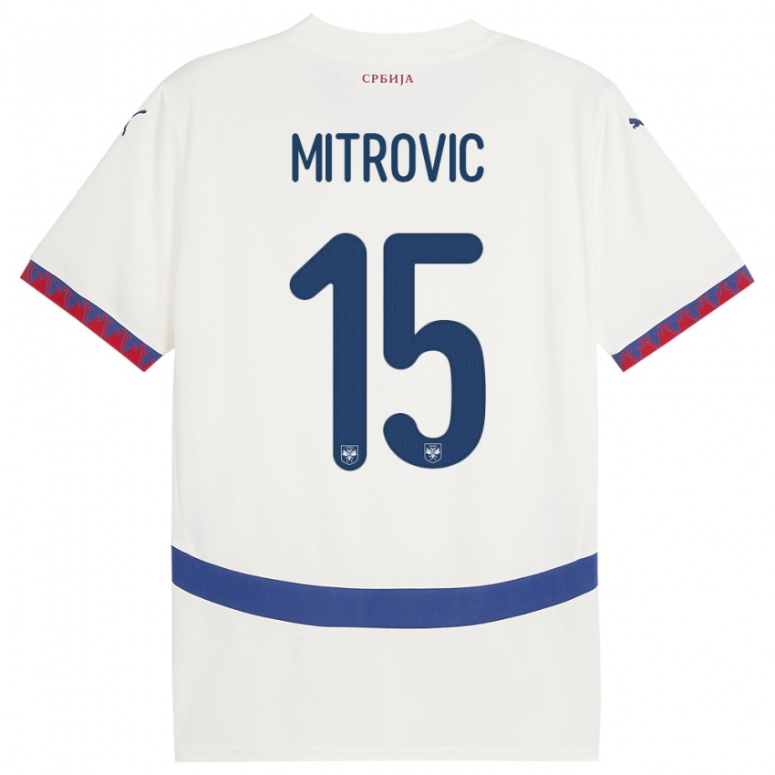 Mænd Serbien Stefan Mitrovic #15 Hvid Udebane Spillertrøjer 24-26 Trøje T-Shirt