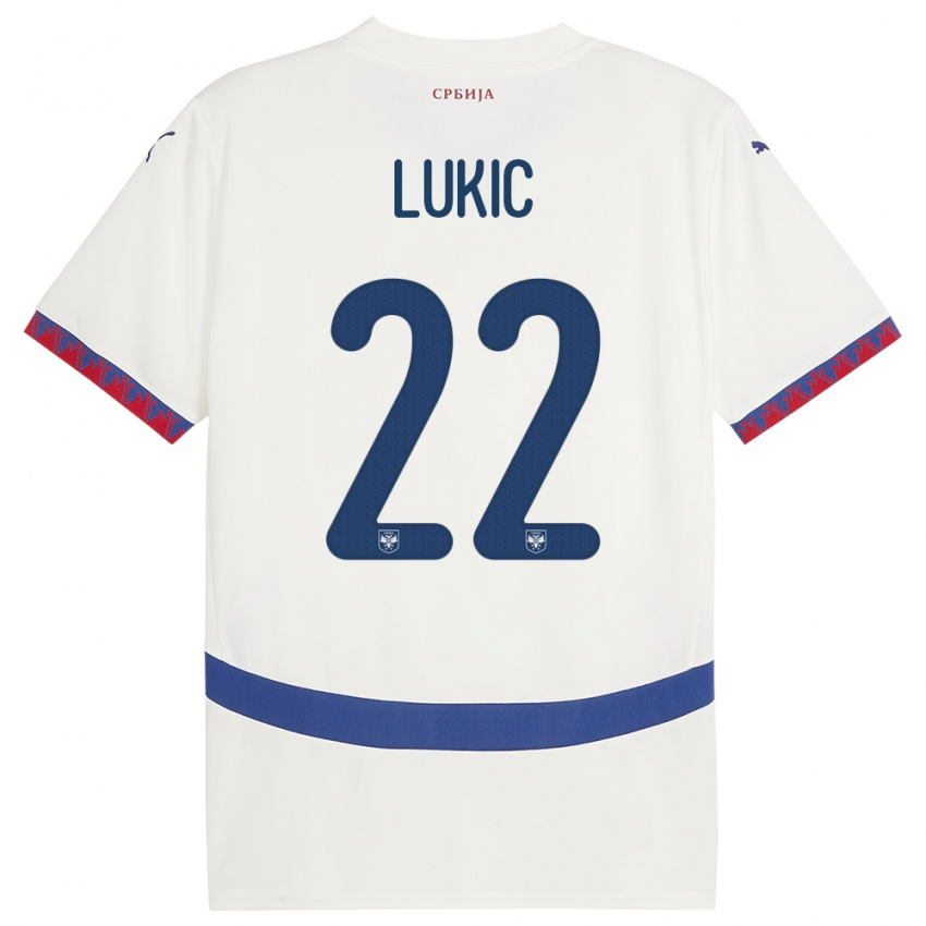 Mænd Serbien Sasa Lukic #22 Hvid Udebane Spillertrøjer 24-26 Trøje T-Shirt