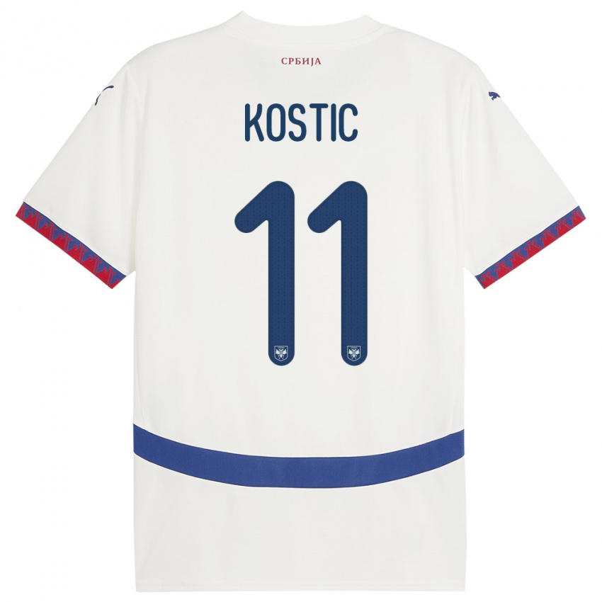 Mænd Serbien Filip Kostic #11 Hvid Udebane Spillertrøjer 24-26 Trøje T-Shirt