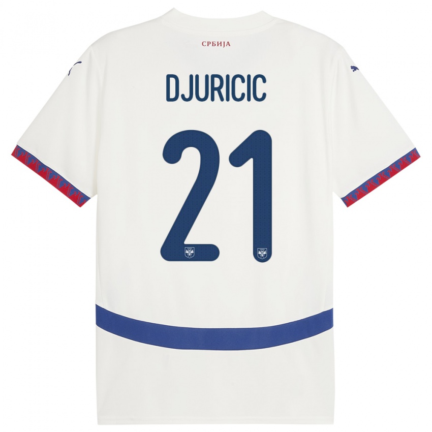 Mænd Serbien Filip Djuricic #21 Hvid Udebane Spillertrøjer 24-26 Trøje T-Shirt