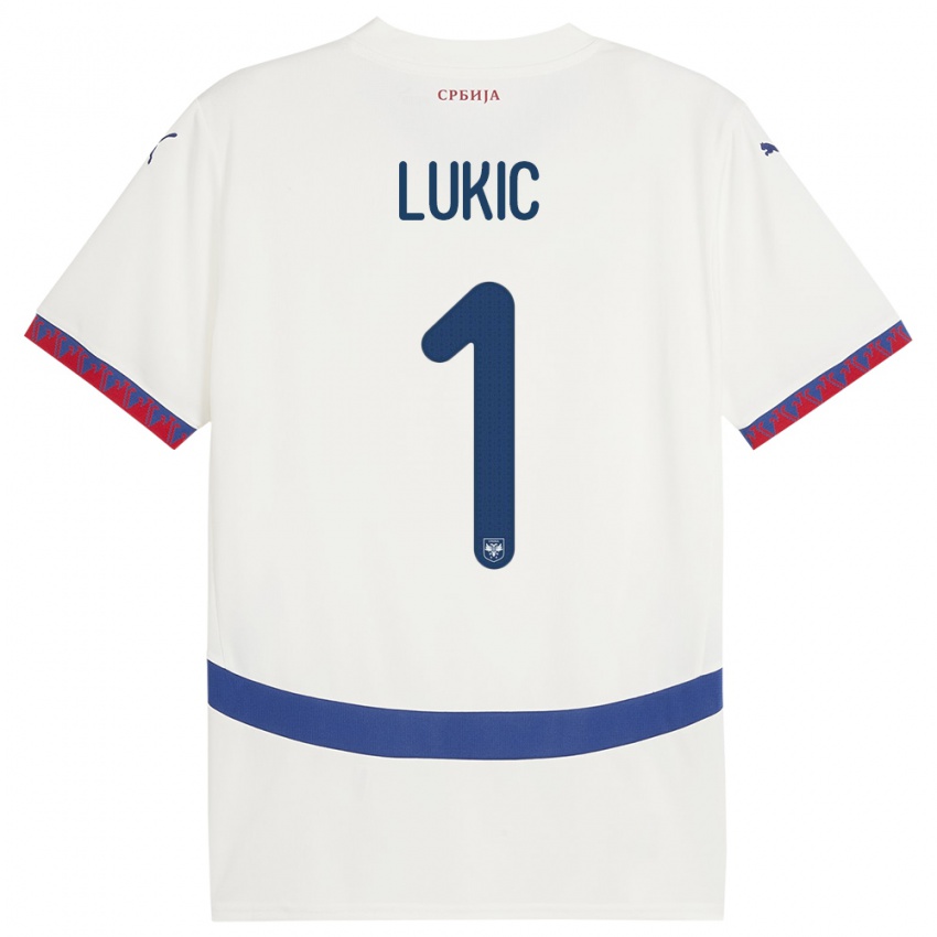 Mænd Serbien Ognjen Lukic #1 Hvid Udebane Spillertrøjer 24-26 Trøje T-Shirt