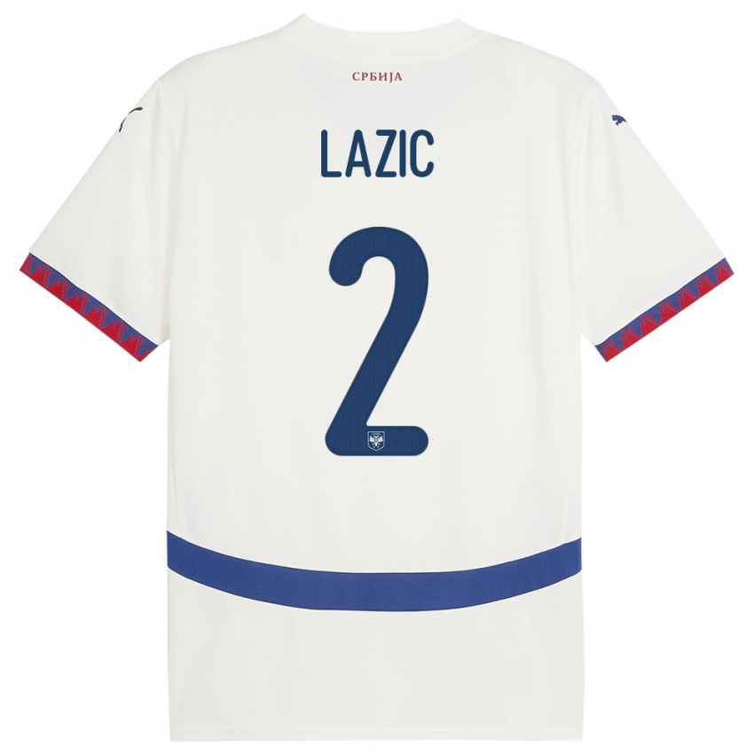 Mænd Serbien Uros Lazic #2 Hvid Udebane Spillertrøjer 24-26 Trøje T-Shirt