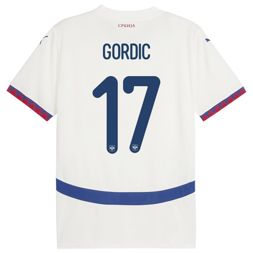 Mænd Serbien Djordje Gordic #17 Hvid Udebane Spillertrøjer 24-26 Trøje T-Shirt