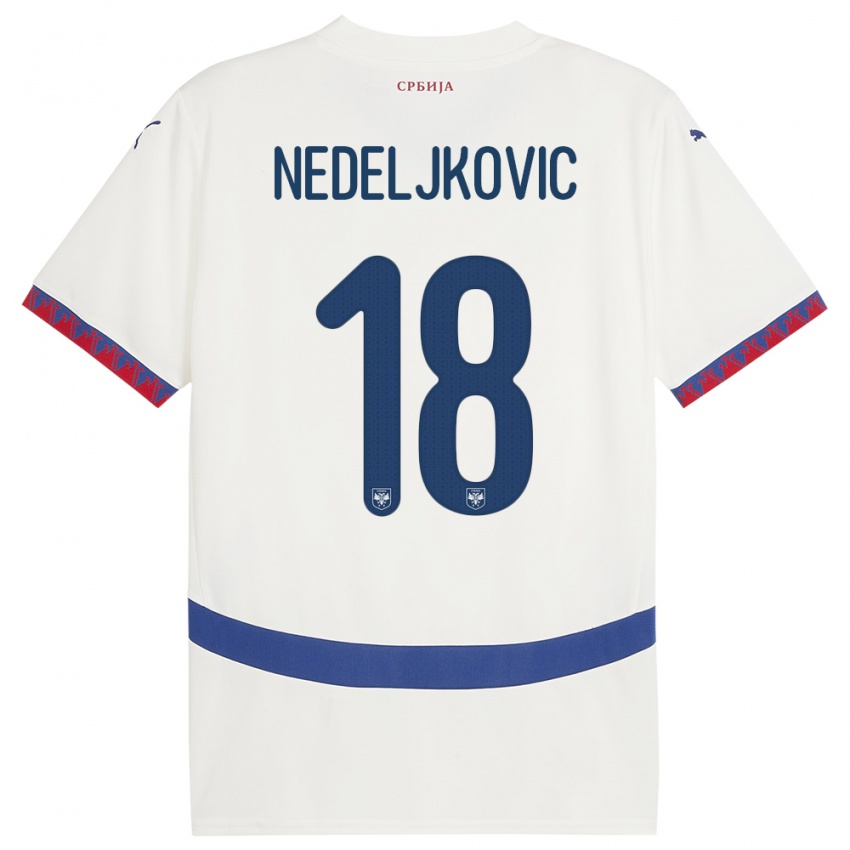 Mænd Serbien Kosta Nedeljkovic #18 Hvid Udebane Spillertrøjer 24-26 Trøje T-Shirt