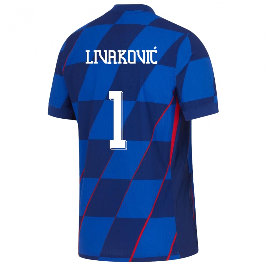 Mænd Kroatien Dominik Livakovic #1 Blå Udebane Spillertrøjer 24-26 Trøje T-Shirt