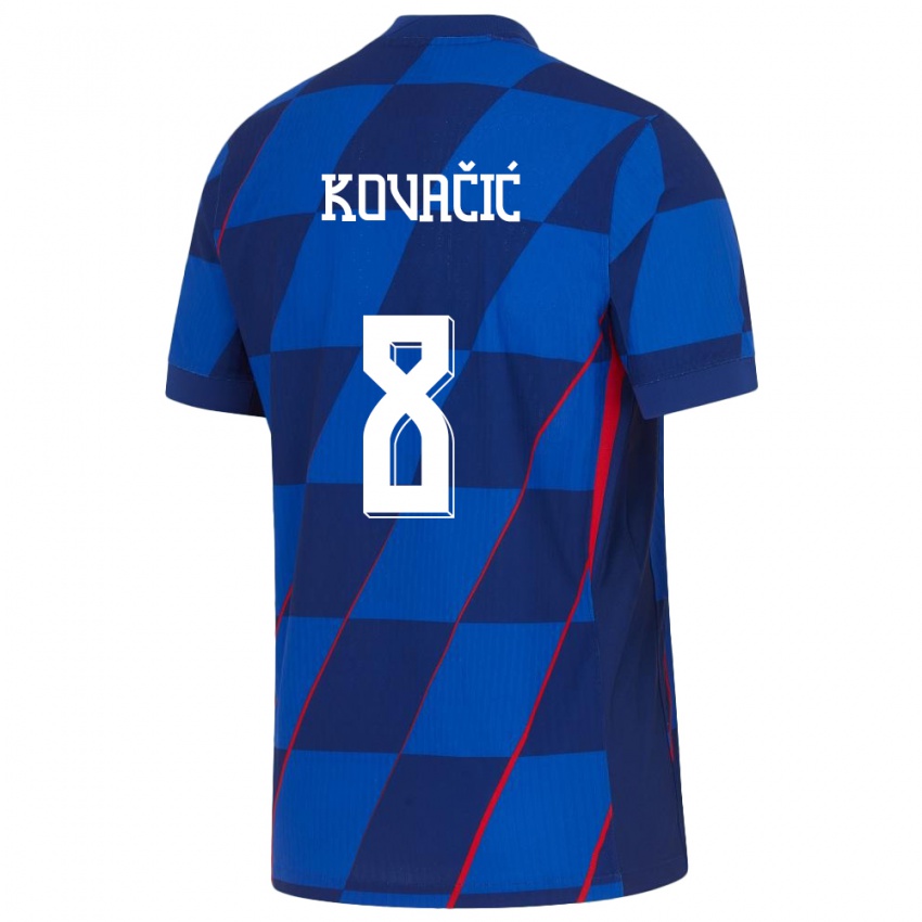 Mænd Kroatien Mateo Kovacic #8 Blå Udebane Spillertrøjer 24-26 Trøje T-Shirt