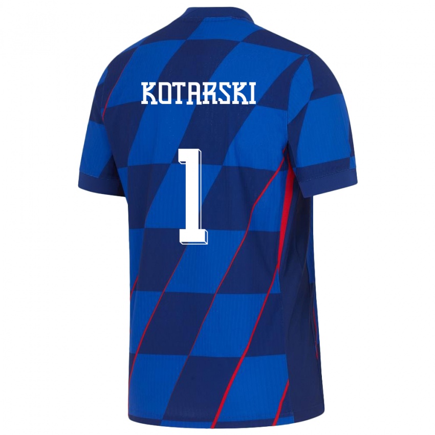 Mænd Kroatien Dominik Kotarski #1 Blå Udebane Spillertrøjer 24-26 Trøje T-Shirt