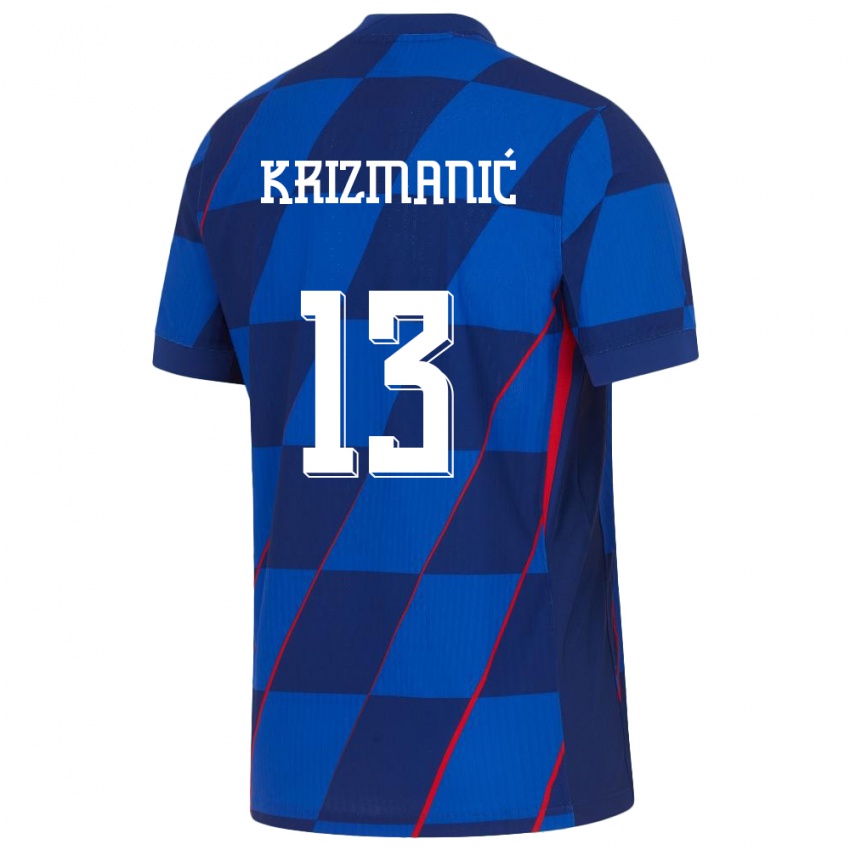 Mænd Kroatien Kresimir Krizmanic #13 Blå Udebane Spillertrøjer 24-26 Trøje T-Shirt