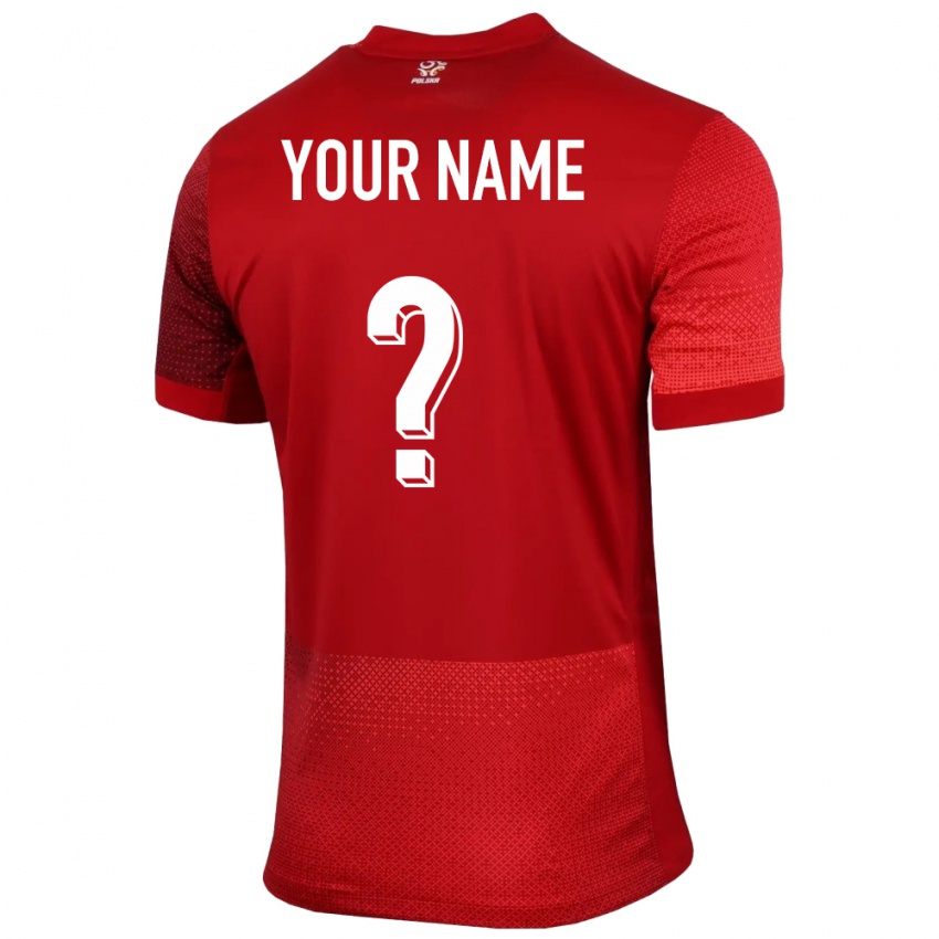Mænd Polen Dit Navn #0 Rød Udebane Spillertrøjer 24-26 Trøje T-Shirt