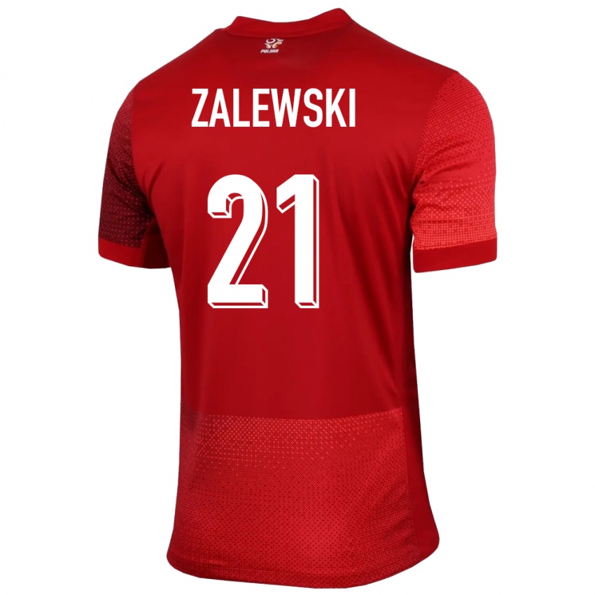 Mænd Polen Nicola Zalewski #21 Rød Udebane Spillertrøjer 24-26 Trøje T-Shirt