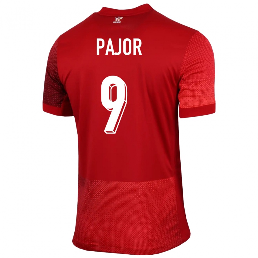 Mænd Polen Ewa Pajor #9 Rød Udebane Spillertrøjer 24-26 Trøje T-Shirt