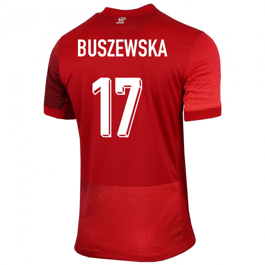 Mænd Polen Zofia Buszewska #17 Rød Udebane Spillertrøjer 24-26 Trøje T-Shirt