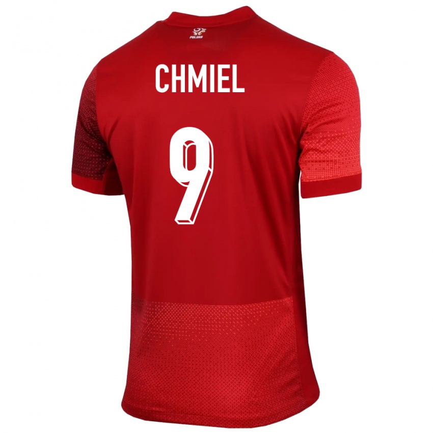 Mænd Polen George Chmiel #9 Rød Udebane Spillertrøjer 24-26 Trøje T-Shirt