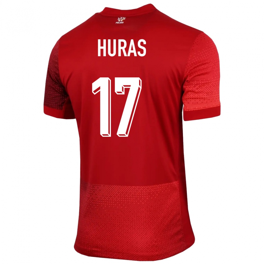 Mænd Polen Mike Huras #17 Rød Udebane Spillertrøjer 24-26 Trøje T-Shirt