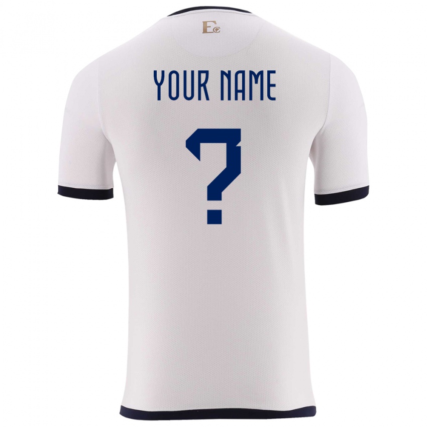 Mænd Ecuador Dit Navn #0 Hvid Udebane Spillertrøjer 24-26 Trøje T-Shirt