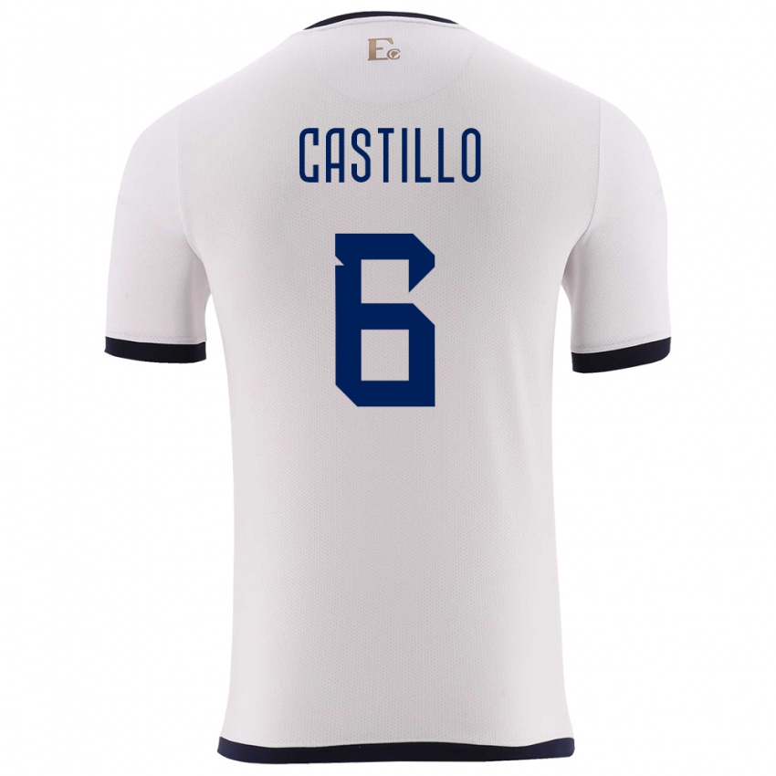 Mænd Ecuador Byron Castillo #6 Hvid Udebane Spillertrøjer 24-26 Trøje T-Shirt