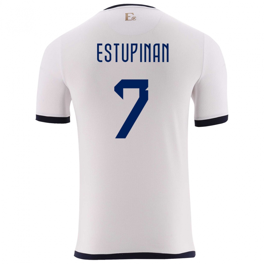 Mænd Ecuador Pervis Estupinan #7 Hvid Udebane Spillertrøjer 24-26 Trøje T-Shirt