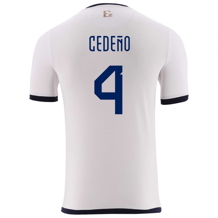 Mænd Ecuador Stefany Cedeno #4 Hvid Udebane Spillertrøjer 24-26 Trøje T-Shirt