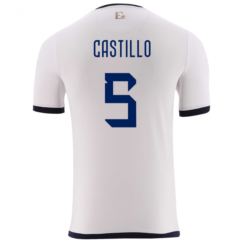 Mænd Ecuador Denil Castillo #5 Hvid Udebane Spillertrøjer 24-26 Trøje T-Shirt