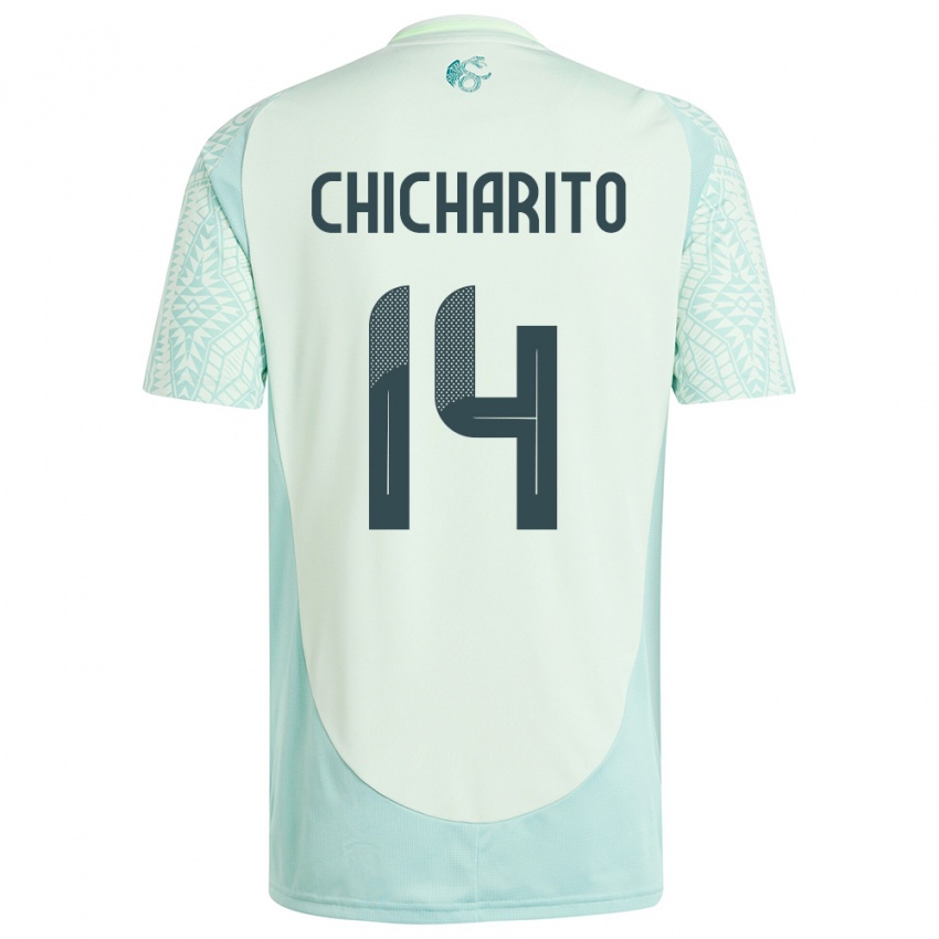 Mænd Mexico Chicharito #14 Linen Grøn Udebane Spillertrøjer 24-26 Trøje T-Shirt