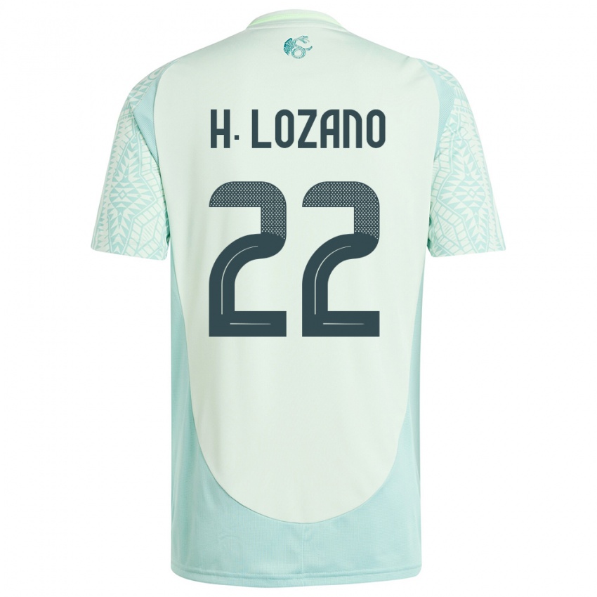 Mænd Mexico Hirving Lozano #22 Linen Grøn Udebane Spillertrøjer 24-26 Trøje T-Shirt