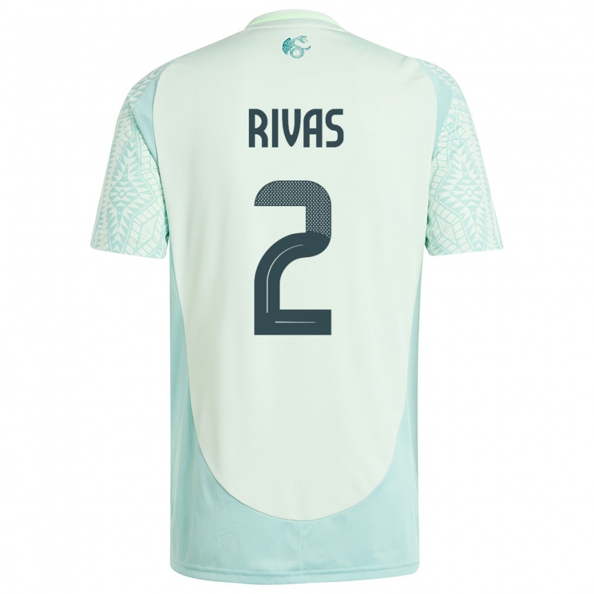 Mænd Mexico Jesus Rivas #2 Linen Grøn Udebane Spillertrøjer 24-26 Trøje T-Shirt