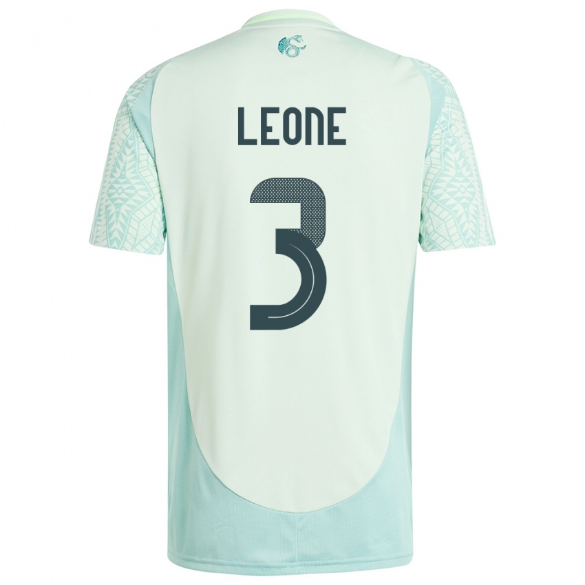 Mænd Mexico Antonio Leone #3 Linen Grøn Udebane Spillertrøjer 24-26 Trøje T-Shirt