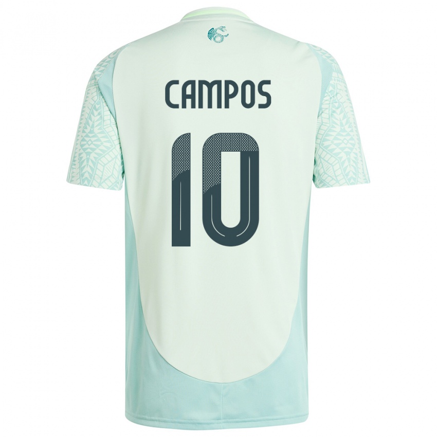 Mænd Mexico Karel Campos #10 Linen Grøn Udebane Spillertrøjer 24-26 Trøje T-Shirt