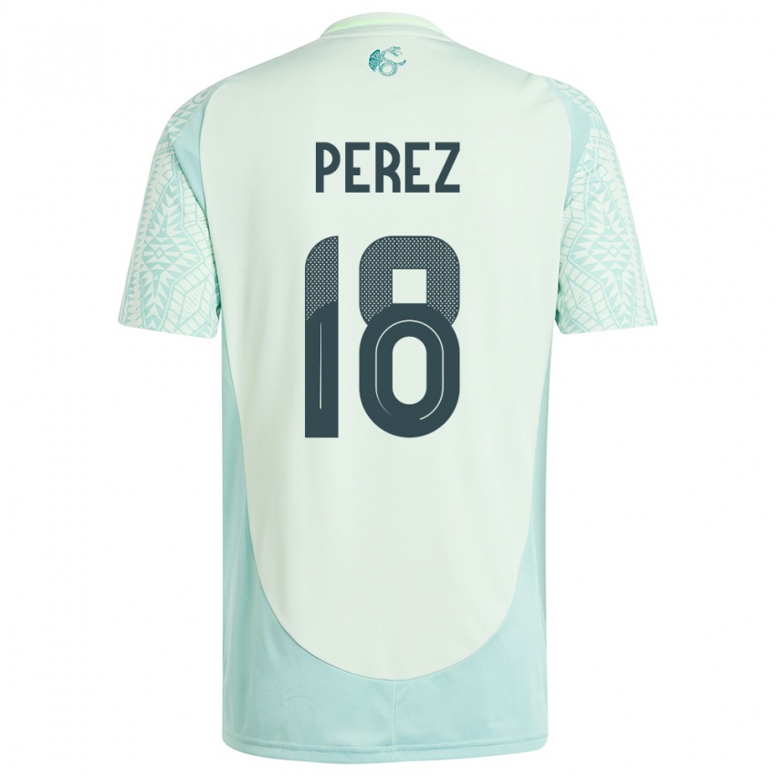 Mænd Mexico Jonathan Perez #18 Linen Grøn Udebane Spillertrøjer 24-26 Trøje T-Shirt