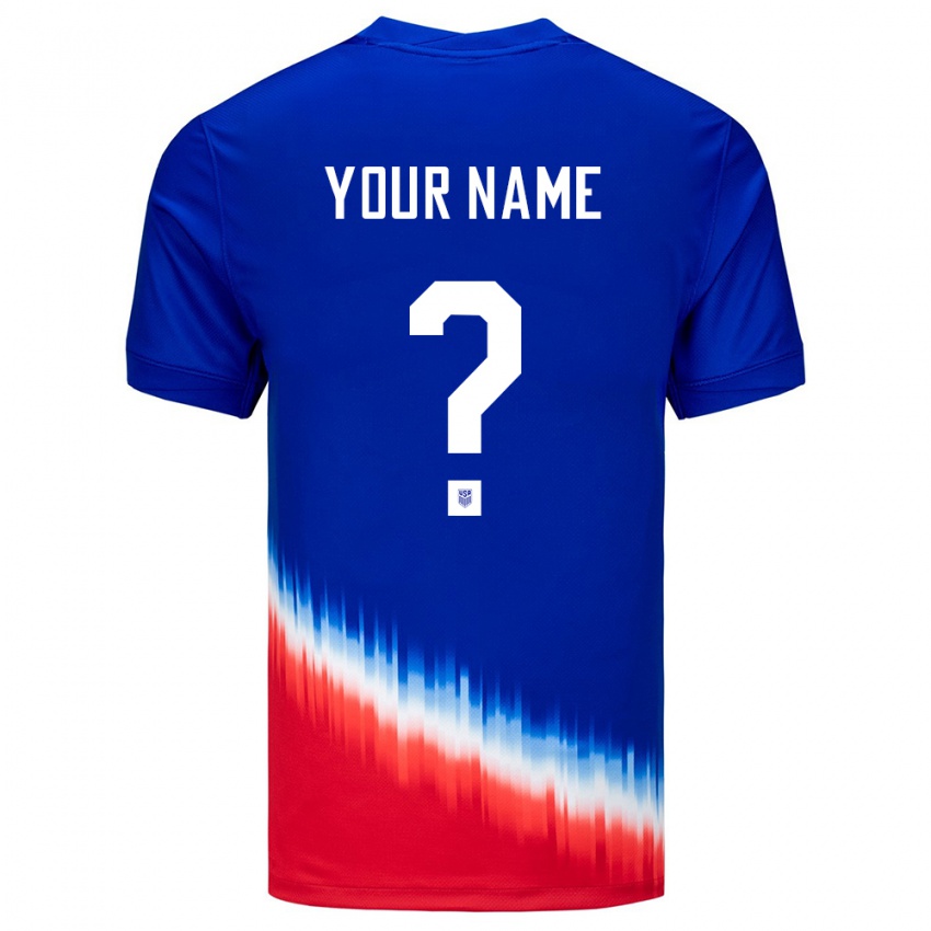 Mænd Usa Dit Navn #0 Blå Udebane Spillertrøjer 24-26 Trøje T-Shirt