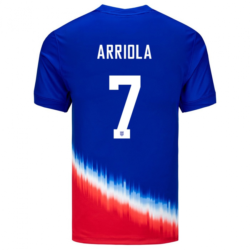 Mænd Usa Paul Arriola #7 Blå Udebane Spillertrøjer 24-26 Trøje T-Shirt