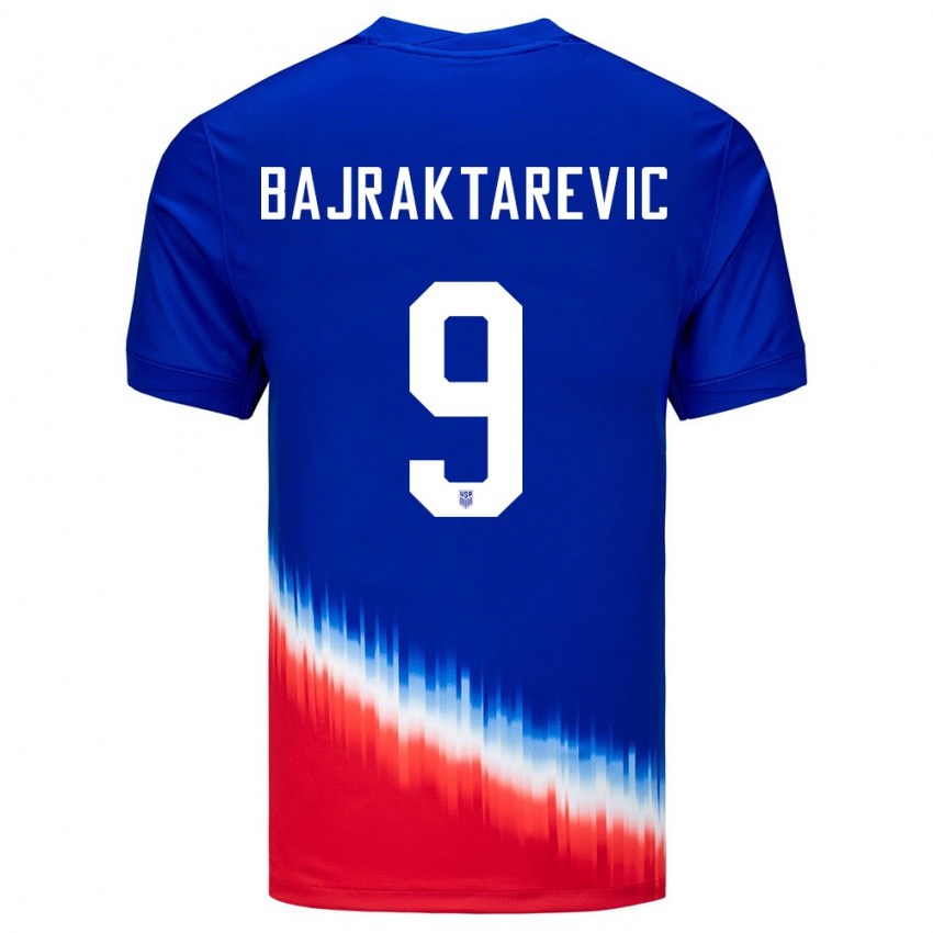 Mænd Usa Esmir Bajraktarevic #9 Blå Udebane Spillertrøjer 24-26 Trøje T-Shirt