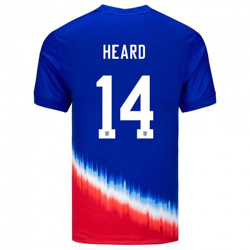 Mænd Usa Aaron Heard #14 Blå Udebane Spillertrøjer 24-26 Trøje T-Shirt