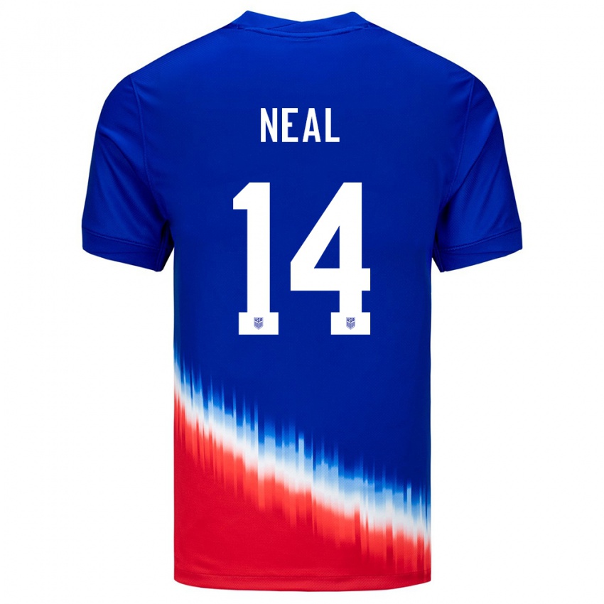 Mænd Usa Jalen Neal #14 Blå Udebane Spillertrøjer 24-26 Trøje T-Shirt