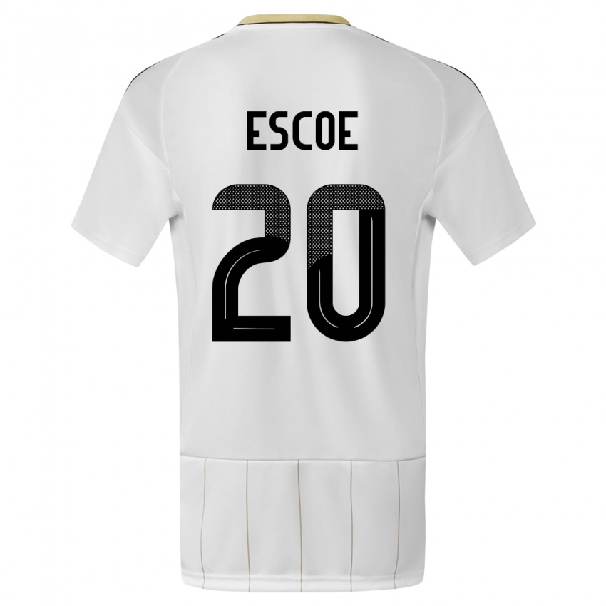 Mænd Costa Rica Enyel Escoe #20 Hvid Udebane Spillertrøjer 24-26 Trøje T-Shirt