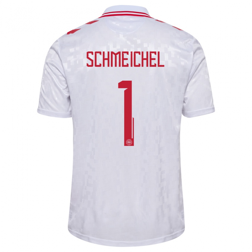 Mænd Danmark Kasper Schmeichel #1 Hvid Udebane Spillertrøjer 24-26 Trøje T-Shirt