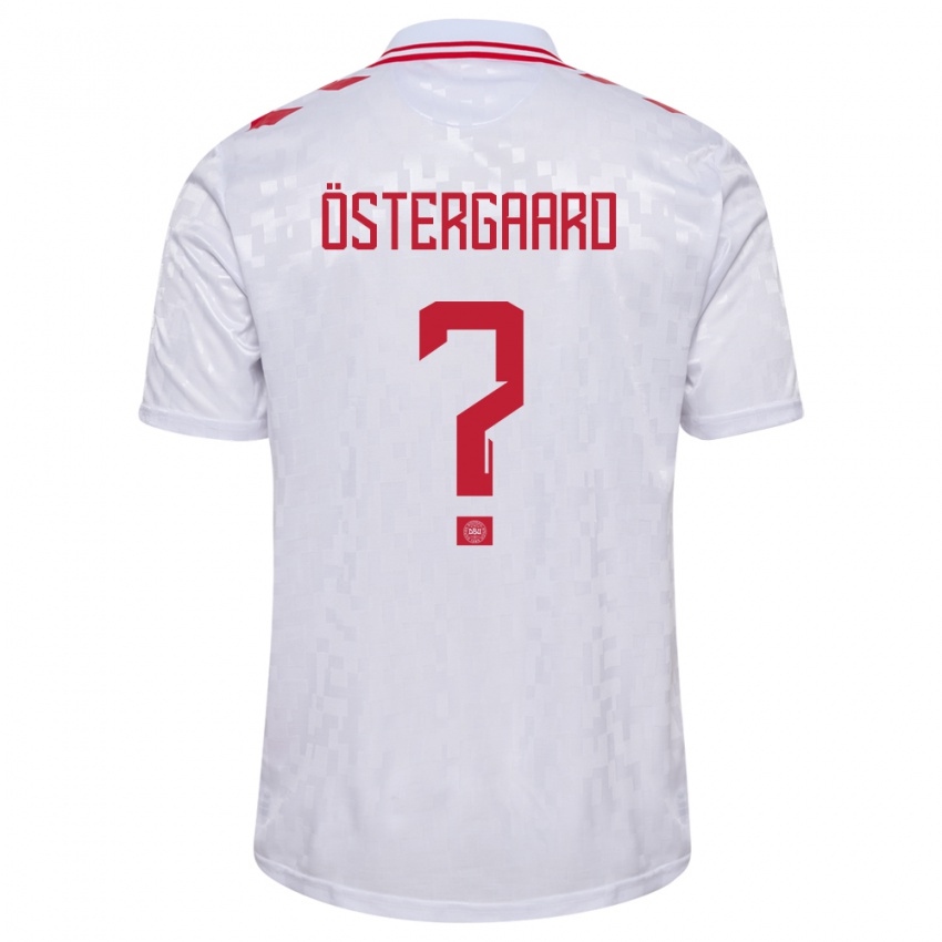 Mænd Danmark Christian Östergaard #0 Hvid Udebane Spillertrøjer 24-26 Trøje T-Shirt