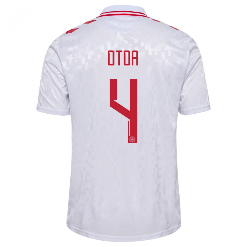 Mænd Danmark Sebastian Otoa #4 Hvid Udebane Spillertrøjer 24-26 Trøje T-Shirt