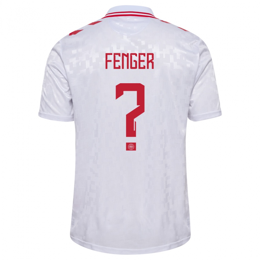 Mænd Danmark Oskar Fenger #0 Hvid Udebane Spillertrøjer 24-26 Trøje T-Shirt
