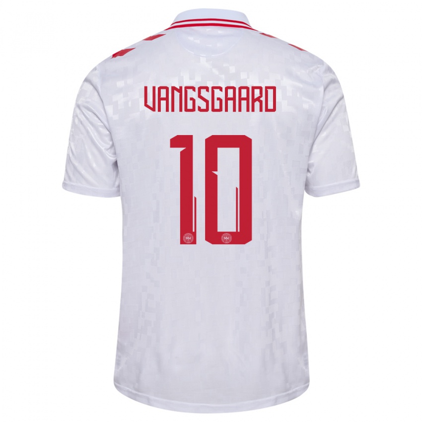 Mænd Danmark Amalie Vangsgaard #10 Hvid Udebane Spillertrøjer 24-26 Trøje T-Shirt